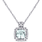 Aquamarine & Diamond 10K White Gold Pendant With Chain 0.62ctw