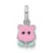 Rhodium Over Sterling Silver Pink and Green Enamel Tulip Children's Pendant