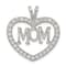 Rhodium Over Sterling Silver Cubic Zirconia Open Heart MOM Pendant