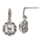 Sterling Silver with 14K Accent Antiqued Polished White Topaz Earrings