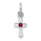Rhodium Over Sterling Silver Child's July Red Preciosca Crystal Cross Pendant