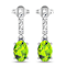 1.26ctw 14K White Gold Oval Green Peridot and White Diamond Halo Earrings