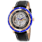 Christian Van Sant Men's Dome White Skeleton Dial, Blue Bezel, Black
Leather Strap Watch