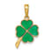 14K Yellow Gold 4-Leaf Clover Enameled Pendant