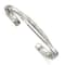 Rhodium Over Sterling Silver Plain 3mm Hammered Bands Cuff Bracelet