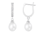 7-8mm White Cultured Freshwater Pearl and Cubic Zirconia Rhodium Over
Sterling Silver Earrings