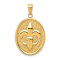 14k Yellow Gold Fleur-De-Lis on Oval Disk Pendant