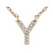 CZ Initial Y Station Necklace In 18K Gold Over Sterling Silver 0.08ctw