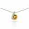 Natural Yellow Citrine Sterling Silver Round Shape Pendant with Chain