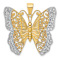 14k Yellow Gold and Rhodium Over 14k Yellow Gold Polished Diamond-Cut
Filigree Butterfly Pendant