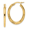 14k Yellow Gold Diamond-Cut 1" Oval Hoop Earrings