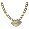 Gold Tone AB Glitter with Clear Crystal Lip Pendant Necklace