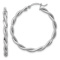 Rhodium Over 14k White Gold Large Polished and Diamond-Cut 1 5/16"
Twisted Hoop Earrings