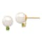 14K Yellow Gold 8-8.5mm White Round Freshwater Cultured Pearl Peridot
Post Earrings
