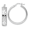 Rhodium Over Sterling Silver 1 1/16" Polished Diamond-Cut Hoop Earrings