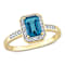 London Blue Topaz & Diamond 14K Yellow Gold Halo Ring 1.26ctw