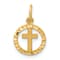 14k Yellow Gold Diamond-Cut and Satin Eternal Life Cross in Circle Pendant