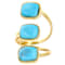 Turquoise Three-Stone Wrap Ring In 18K Gold Over Sterling Silver