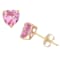 Lab Created Pink Sapphire Heart Shape 10K Yellow Gold Stud Earrings, 1.4ctw