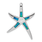 Rhodium Over Sterling Silver Lab Created Blue Opal Inlay Flat Starfish
Slide Pendant