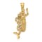 14k Yellow Gold 3D Textured Large Mermaid Charm