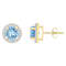 6mm Round Simulated Aquamarine And Created White Sapphire 10k Yellow
Gold Halo Stud Earrings