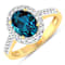 2.29ctw London Blue Topaz and Diamond 14K Yellow Gold Halo Ring