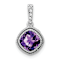 Rhodium Over 10k White Gold Beaded 0.73 ctw Cushion Amethyst and 0.21
cttw diamond Pendant