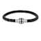Mens Black Leather Braided Rope Bracelet with Stainless Steel Magnetic Closure
