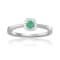Rhodium Over Sterling Silver Round Emerald and Moissanite Halo Ring