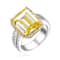 Citrine Color CZ Triple Halo Cocktail Ring In Sterling Silver
