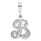 Rhodium Over 14k White Gold Solid Polished Script Filigree Textured
Letter B Initial Pendant