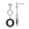 Rhodium Over Sterling Silver Polished Black Circle Post Dangle Earrings