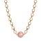 Yellow Base Metal Peach Faux Pearl Bead Necklace 16 inch