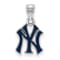 Rhodium Over Sterling Silver MLB New York Yankees LogoArt Enameled Pendant