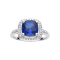 Blue Lab Created Sapphire Square Cushion Rhodium Over Sterling Silver
Solitaire Beaded Halo Ring
