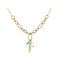 Turquoise Simulant And Freshwater Pearl Charm Necklace In Gold-Tone 18 Inch