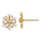 14k Yellow Gold Polished Cubic Zirconia 8.8mm Snowflake Stud Earrings