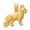 14k Yellow Gold Diamond-Cut Brushed German Shepherd Pendant
