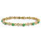 14k Yellow Gold and Rhodium Over 14k Yellow Gold Diamond and Emerald Bracelet