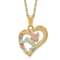10k Yellow Gold With 12k Rose and Green Gold Accent Hummingbird in Heart
Pendant With 18 Inch Chain
