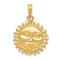 14k Yellow Gold 3D Solid Polished Reversible Sun Pendant