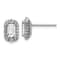 Rhodium Over Sterling Silver Emerald-cut Cubic Zirconia Halo Post Earrings