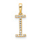 14k Yellow Gold Diamond Letter I Initial Pendant