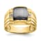 10K Yellow Gold Gray Onyx Cats Eye and 0.01ct Diamond Men's Ring