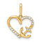 14k Yellow Gold Cubic Zirconia Heart with Anchor Pendant
