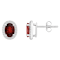 7x5mm Oval Garnet And Created White Sapphire 10k White Gold Halo Stud Earrings