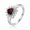 Heart Shape Garnet with White Topaz Accents Sterling Silver Ring, 1.30ctw