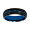 6.5mm Comfort Fit Band in Black and Blue Tungsten Carbide with Brushed Finish