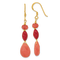 14K Gold Over Sterling Silver Coral and Jadeite Dangle Earrings